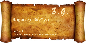 Bagossy Géza névjegykártya